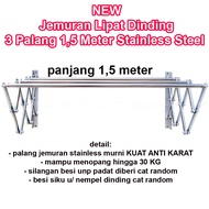 Jemuran Dinding STAINLESS 3 Palang PANJANG 1,5 METER Jemuran Lipat Tempel Dinding Stainless 150 CM Jemuran Gantung Jemuran Balkon Jemuran Baju Jemuran Handuk Jemuran Kuat Tahan Lama Jemuran Kosan Jemuran Kamar Mandi Jemuran Portable Lipat Jemuran Aparteme