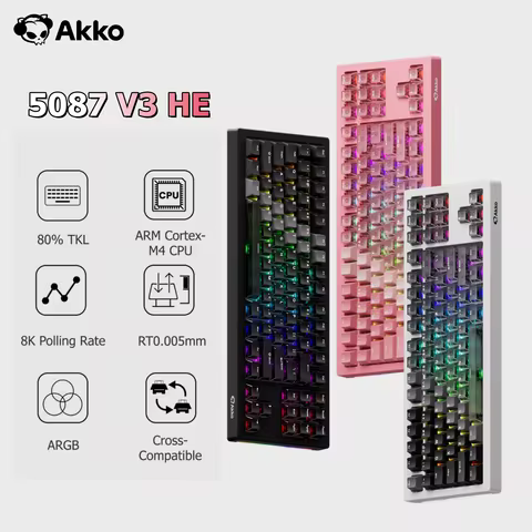 Akko 5087 V3 HE Wireless 80% TKL Keyboard Magnetic Switch Rapid Trigger 0.005mm 8K Polling Rate Tri-