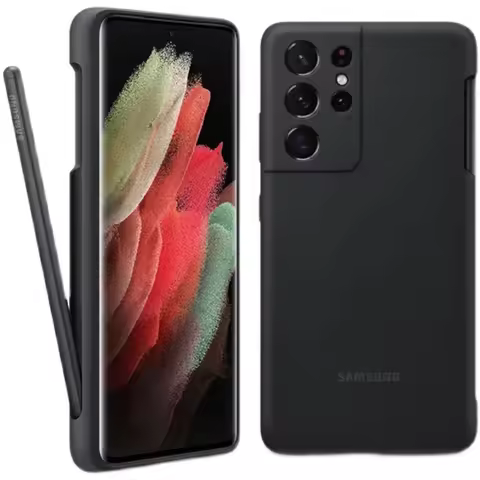 S-Pen Stylus Silicone Case for Samsung Galaxy S21 Ultra Soft Back Protective Phone Cover Built-in St