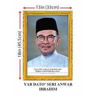 Bingkai Potret Gambar Perdana Menteri Malaysia, Prime Minister Portrait - Yab Dota' Seri Anwar Bin I