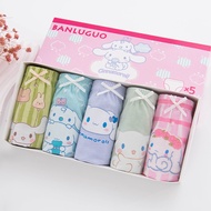 LJMOFA 5Pcs Kids Girls Underwear Pure Cotton Briefs Cartoon Kuromi Pattern Comfortable Breathable Un