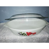 Vintage Pyrex Oval Shape June Rose Pattern  lama original antik cantik