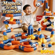80Pcs Magnetic Train Track Assembly Toys Kids DIY Versatile Track Building Assembly Blocks Gift