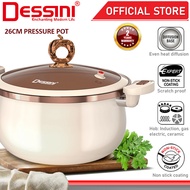 DESSINI ITALY 26CM Pressure Cooker Casserole Induction Non Stick Die Cast Aluminium Pot Bowl Pan Coo