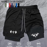 Men's Double-Layer Sports Shorts, 2-in-1 Marathon Running Shorts, Gym Basketball Shorts with Multipl