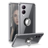 For Vivo Y17S Y78 Y36 Y35 Y02S Shockproof Transparent Airbag Ring Stand Holder Back Case For Vivo Y17S Clear Soft Silicone Bracket Phone Cover For Vivo Y17S
