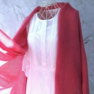 草木染蚊帳織大尺寸羊毛長圍巾 : 茜草與胭脂蟲複染・玫瑰紅