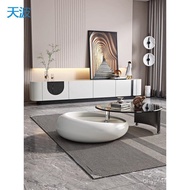Coffee Table Coffee Table Tempered Glass High-End Small Apartment Light Luxury Cream Designer Living