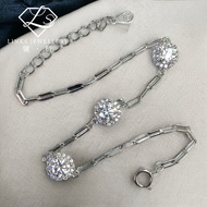 ［Real Moissanite］Can Pass Diamond Test 18K Gold Three Diamond Round Bag Bracelet MBG019 Moissanite B