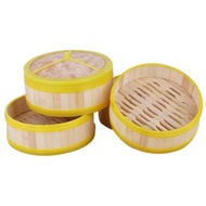 Bamboo Dim Sum Steamer / Bamboo Dim Sum Cover / Rubber Edge Circular Steamer / 胶边竹制蒸笼