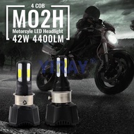 <ARZ>Universal Motorcycle M02H Headlight LED Bulb 4cob AC DC 42w 4400LM H4 HS1 H6 Hi/Lo Beam 360 Deg