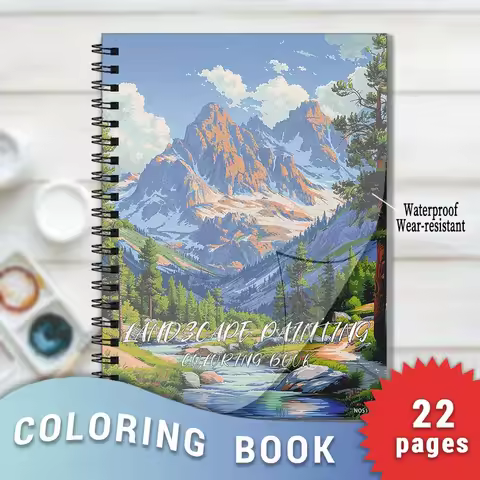 Mountain Stream Coloring Book - 8.3 inches x 11.2 inches, 22 pages. Helps relieve stress. Ideal for