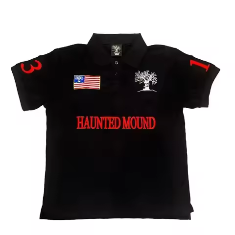 Men's casual cotton top baseball jersey Haunted Mound Polo shirt American retro street hip-hop short