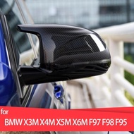 Carbon Fiber Style Black Rearview Side Mirror cover Caps for BMW X3M F97 X4M F98 2019-2023 X5M F95 X