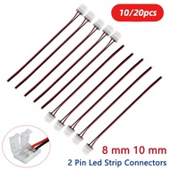 10/20pcs 2pin LED Wire Connector 8mm 10mm Solderless 2 Pin Led Strip Connectors for 2835/5050 LED La