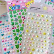 Vintage Collage Clover Bubble Foam Stickers Wind Five-Pointed Star Heart Retro 3D Journal Stickers
