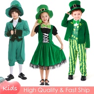 Traditional St. Patrick's Day Ireland Festival Irish Elf Cosplay Costume Green Dwarf Dress For Kids 