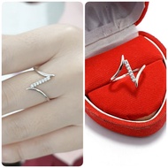925 SILVER RING WITH WHITE GOLD PLATED 925 SILVER WOMEN'S ZIGZAG RING