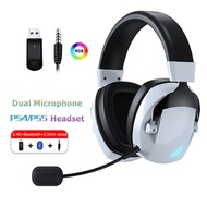 Wireless Gaming Headset with +Bluetooth Mic 2.4G USB Dongle+3.5mm Wired PC Gamer Headset for PS4 PS5