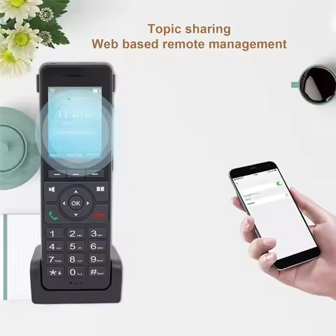 Networking Cordless Phone With 2.4 Color Screen, Dual SIM Voip Desktop Phone With Wifi BT For Home O