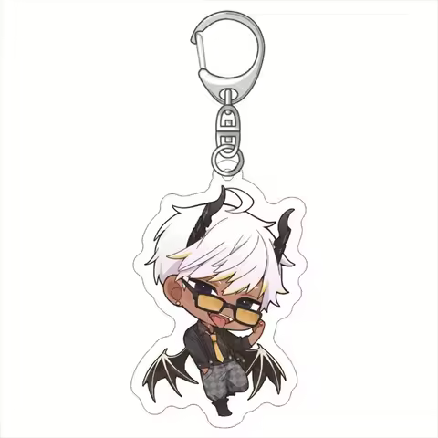 Cartoon Anime Obey Me! Figures Acrylic Keychain Mrmon Leviathan Asmodeus Pajamas Collection Keyring 
