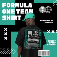 F1 Mercedes - Hamilton & Russell Black T-shirt