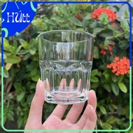 Box of 6 Transparent Glass Cups with Smooth Head and Eight Sides for Drinking Tea and Thai Coffee 30