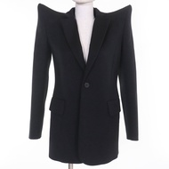 Unused BALENCIAGA 20AW 642191 100% Wool Power Shoulder Pagoda Jacket, Black, Size 34, Made in Italy,