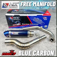 NLK PERFORMANCE EXHAUST OPEN BLUE CARBON/ NLK RACING EKZOS OPEN Y15ZR/ Y15 ekzos open 32/35/38mm