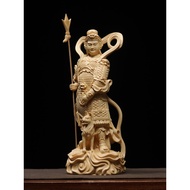 Cypress Carving Yang Yang Erlang God Zhenjun God Statue Roaring Tengu Ornaments Home Office Decorati