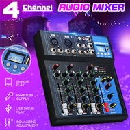 48V 4 Channel bluetooth DJ Mic Audio mixer Contrl LED Digital Display Music Stream