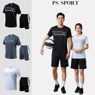 ps sport 2-Piece Sports Suit (Short-Sleeved Shirt + Shorts) (Men/Women Can Wear It) Decorated With T