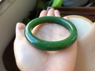 經典正裝滿色菠菜綠收藏級精品天然和田碧玉手鐲料子油潤
