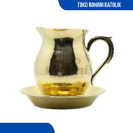 LAVABO KUNINGAN / BEJANA BAPTIS / LAVARE / PERALATAN LITURGI KATOLIK / PERLENGKAPAN MISA / TEMPAT AI