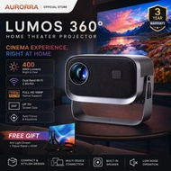 2026 AURRORA LUMOS360 Projector 400Ansi Lumens FHD Projector Portable with Dual WIFi Band and Auto K