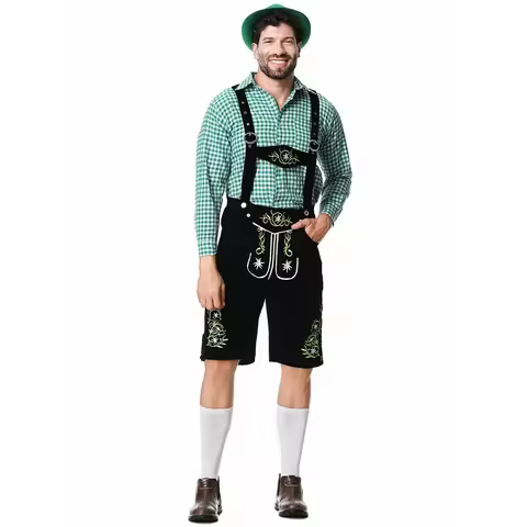 Men Oktoberfest Costume German Oktoberfest Pubs Bartender Outfit Beer Man Costumes Lederhosen Bavari