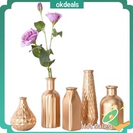 1 pc Vase Creative Nordic Gold Glass Vase Flower Vase Ornaments Dry Flower Bottle Modern Simple Vase Desktop Planter Decor Home Decor