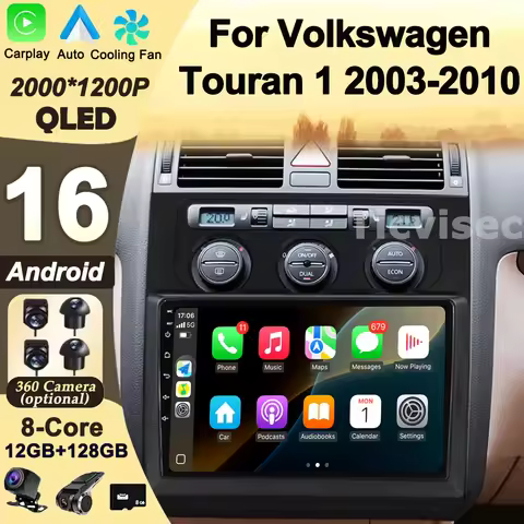 Android 16 Car Radio For Volkswagen Touran 1 2003-2010 Carplay Navi Auto GPS 4G Multimedia Auto Ster