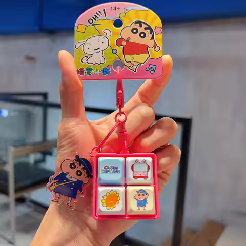Shin Chan Keycap 4 Key Keychain Squishy Keykap Clicker Anime Crayon Shin-chan Keykap Keychain Bag Ch
