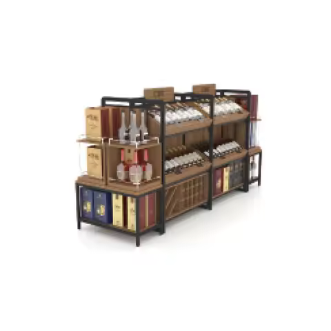 new listing supermarket wine cabinet whiskey shelving display rack for liquor store