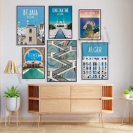Algeria poster, minimalist Algiers poster, Algiers Kas landscape, Algeria wall art,No Frame Canvas P