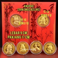 Price for 1 Pcs Chinese New Year Angpao Coin Gold Rabbit Fu 2023 Shio Rabbit Chinese New Year Metall