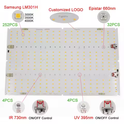 2pcs/Lot,230lm/w, High Lumen Original LM301H QB288 Quantum Tech V5 Board 3000K 3500K Mix 660nm UV IR