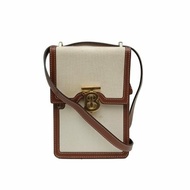 BURBERRY 白色帆布TB字母手機包斜背包