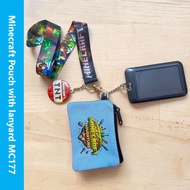 Minecraft coin purse pouch with card holder and lanyard