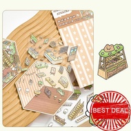 Snack Bar 3d Miniature Scenes Sticker Diy Cute Cartoon Landscape Sticker Memories Journal S6g4