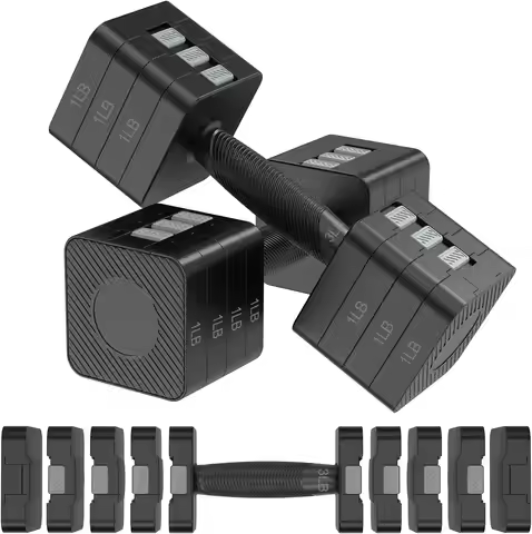 22LBS Adjustable Dumbbells Set, Hand Weights Sets with 5 Levels 3lb, 5lb, 7lb, 9lb, 11lb, Adjustable
