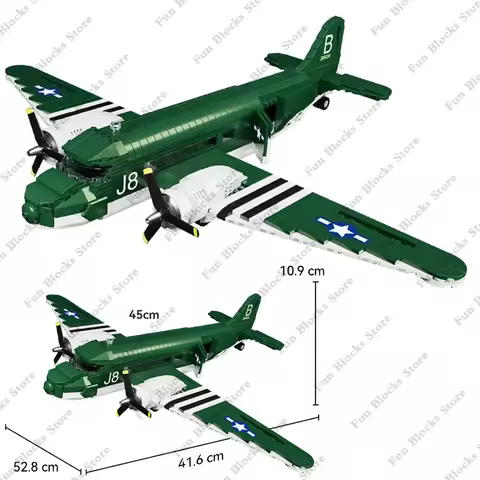 WW2 Military Classic Model US C-47 Transport Aircraft Collection Fighter Model Building Blocks Plane