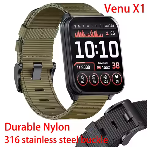 Nylon Watch Band for Garmin Venu X1 Smartwatch Strap Bracelet Sport Watchband 24mm Replacement Wrist