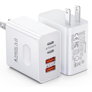 [2-Pack] USB C Wall Charger, 40W 4-Port Fast Charging Block USB C Charger Dual USBC Power Adapter + 